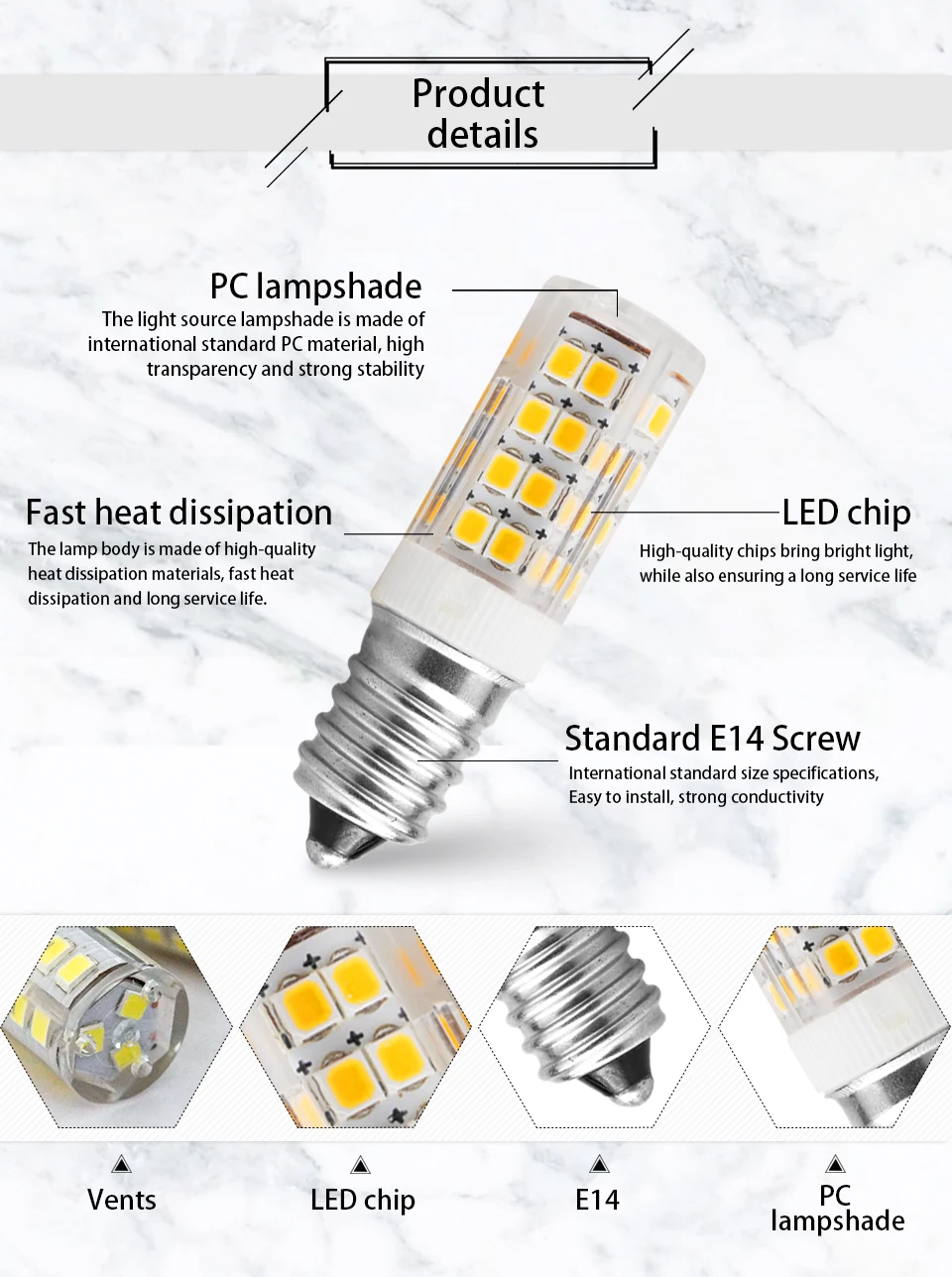 6pcs/lot LED Lamp E14 3W 4W 5W 7W AC220V 230V 240V Bombillas LED Light Corn Bulb SMD2835 Crystal Candle For Chandeliers Lighting