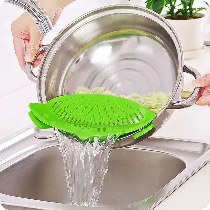 

Kitchen Strainer Silicone Pot Pan Bowl Funnel Strainer Kitchen Rice Washing Colander Kitchen Accessories Cooking Tools