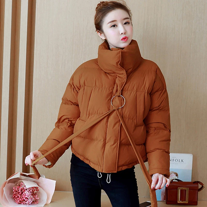 Женская короткая куртка Parkas Mujer зимняя куртка пальто модное осеннее однотонное Теплое повседневное пуховое пальто с подкладкой Женское пальто
