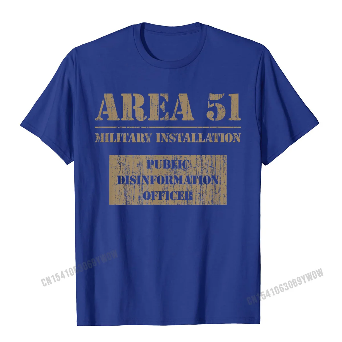 3D PrintedFunny Short Sleeve Tops & Tees Summer/Autumn Prevailing Round Collar All Cotton Tee-Shirt Male T-Shirt Custom  Public Disinformation Officer - Area 51 T Shirt__1090 blue