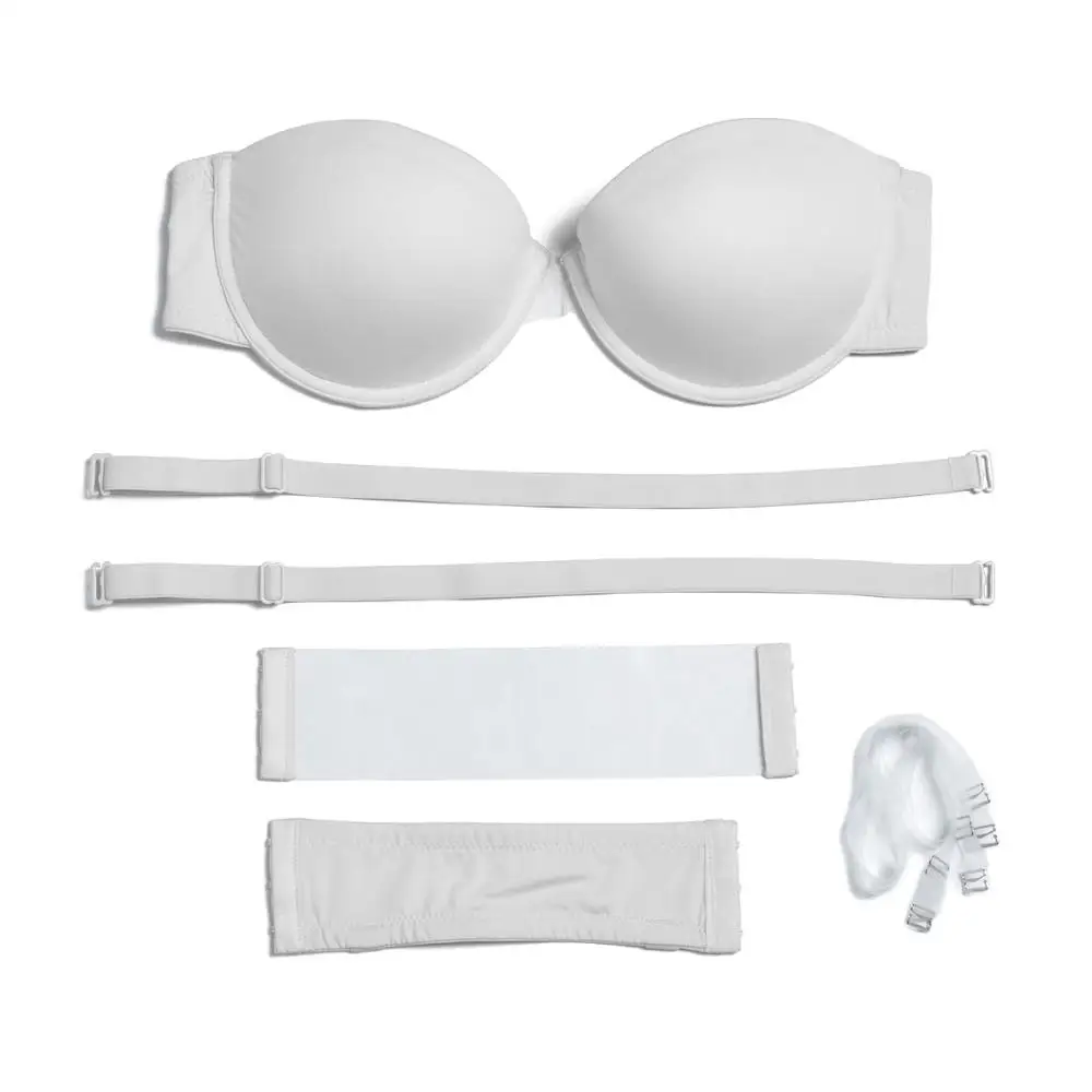 

Plunge Push Up Women Bra Strapless Multiway Backless Lingerie Padded Solid White Bras For Women Plus Size A B C D DD E Cup