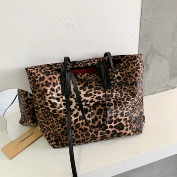 

Retro Vintage Leopard Zebra Pattern Large-Capacity Bag Women's Bag 2020 New Style Fashion All-match Simple Shoulder Bag Tote Bag