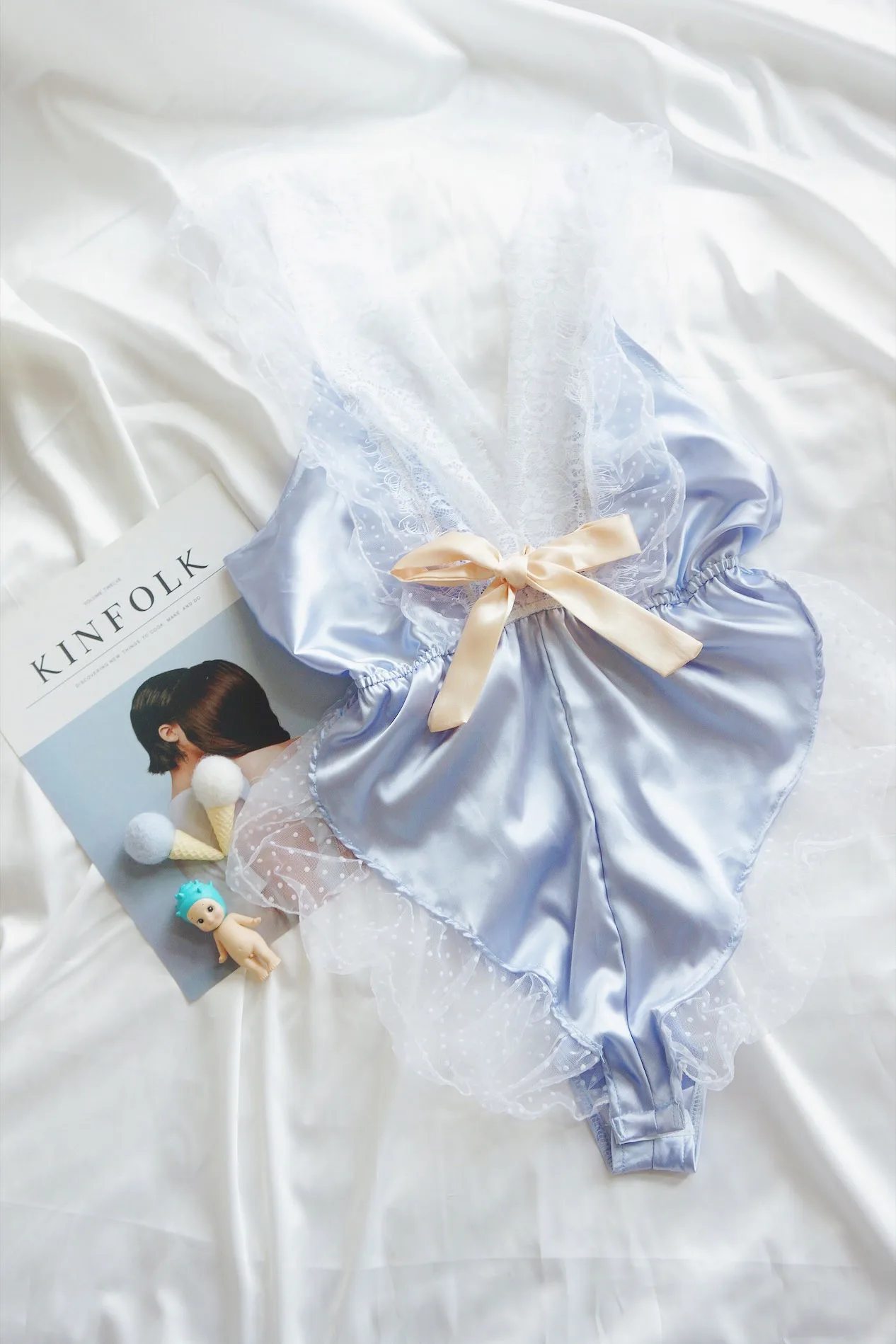 babyblue Сладкий Крест кружевной отделкой комбинезон боди для женщин Тедди ремень комбинезон сексуальный костюм с открытой спиной babyblue без рукавов V шеи милый боди - Цвет: babyblue