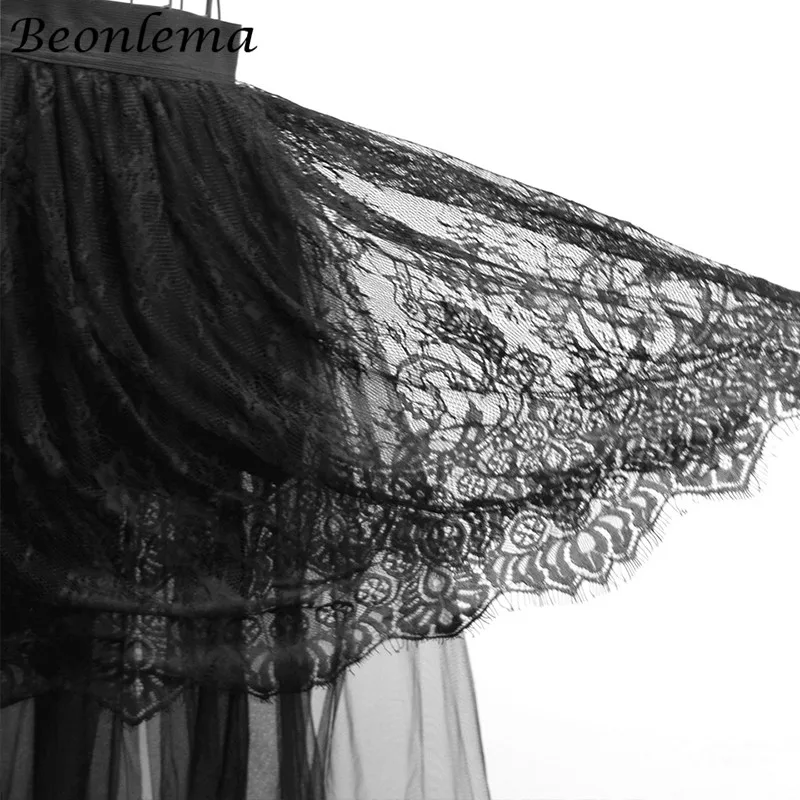 Beonlema длинная сетчатая юбка летняя готическая одежда женская юбка с высокой талией черная Готическая макси юбка женская S-2XL