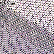 JUNAO 30x100 см черные AB полые стразы на сетчатой основе Ткань стекло Кристалл лента шитье Эластичная отделка стразы Алмазная сетка для платья