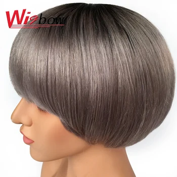 

Cheap Grey Wig For Women Human Hair Wigs With Baby Hair Indian Hair Wig With Highlig Wig Blonde Grey Colored Straight Wig Free