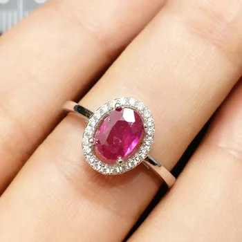 

C-TWO , Fine jewelry natural ruby oval 5*7 mm in 925 sterling silver with gold plated classic trendy wedding ring