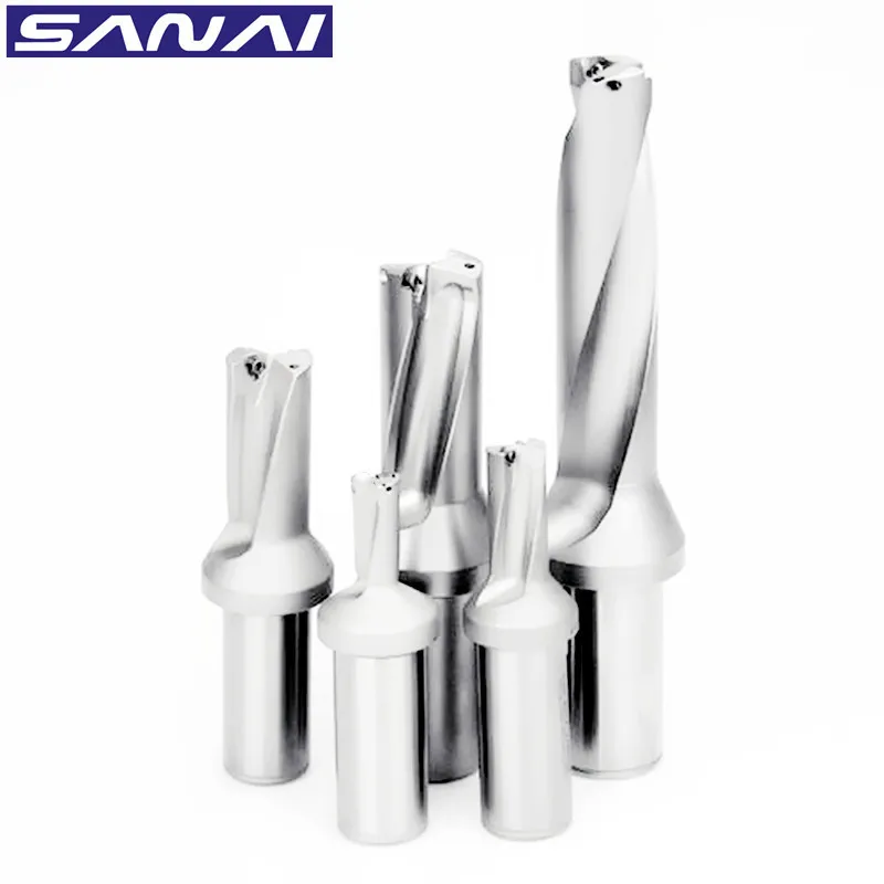 U Drill 2D 3D 4D 5D WC Series CNC Lathe Indexable Drilling Bit 14mm- 40mm Depth, Machinery Drilling Tool Metal Fast Drill, SANAI