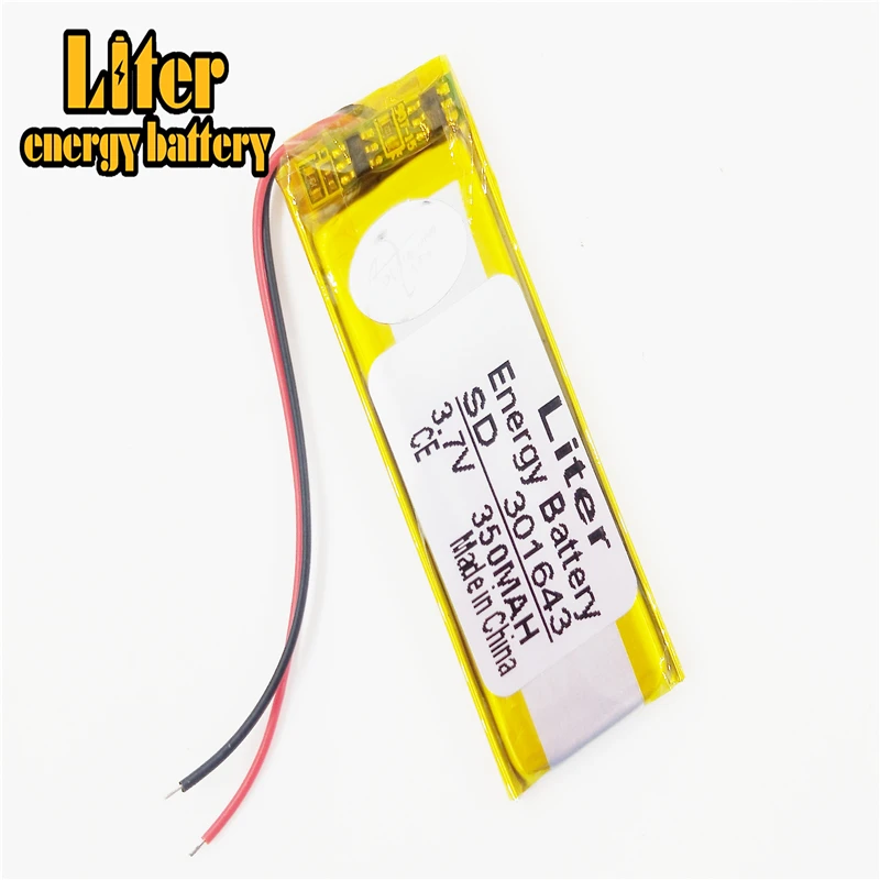3.7V 350mAh 301643 Lithium Polymer Li-Po Rechargeable Battery power for Mp3 MP4 MP5 GPS PSP mobile bluetooth lithium ion battery