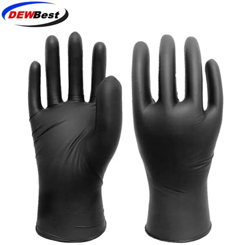 Disposable Black DEWBest 100pcslot Mechanic Gloves Nitrile gloves Household Cleaning Washing Black Laboratory Nail Art Anti-Static Gloves - Цвет: Disposable Black
