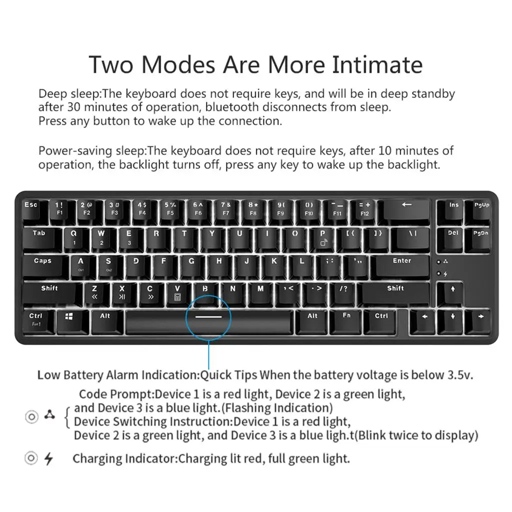 Ajazz K680T Gaming Mechanical Keyboard 68 Keys Wireless Bluetooth / Type-C Wired Gaming Keyboard Blue Black Red Brown Switch