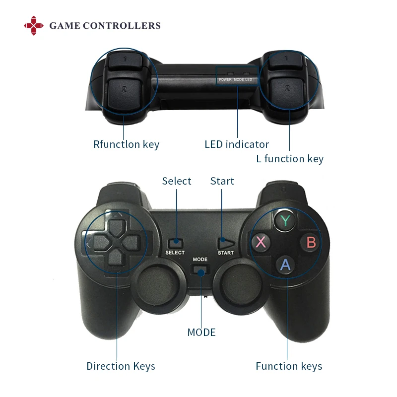 2.4GHZ Controller Gamepad Wireless Joystick Joypad For PSP/N64/PS1 ​Video Game Console For Super Console X Pro/ PC /TV Box