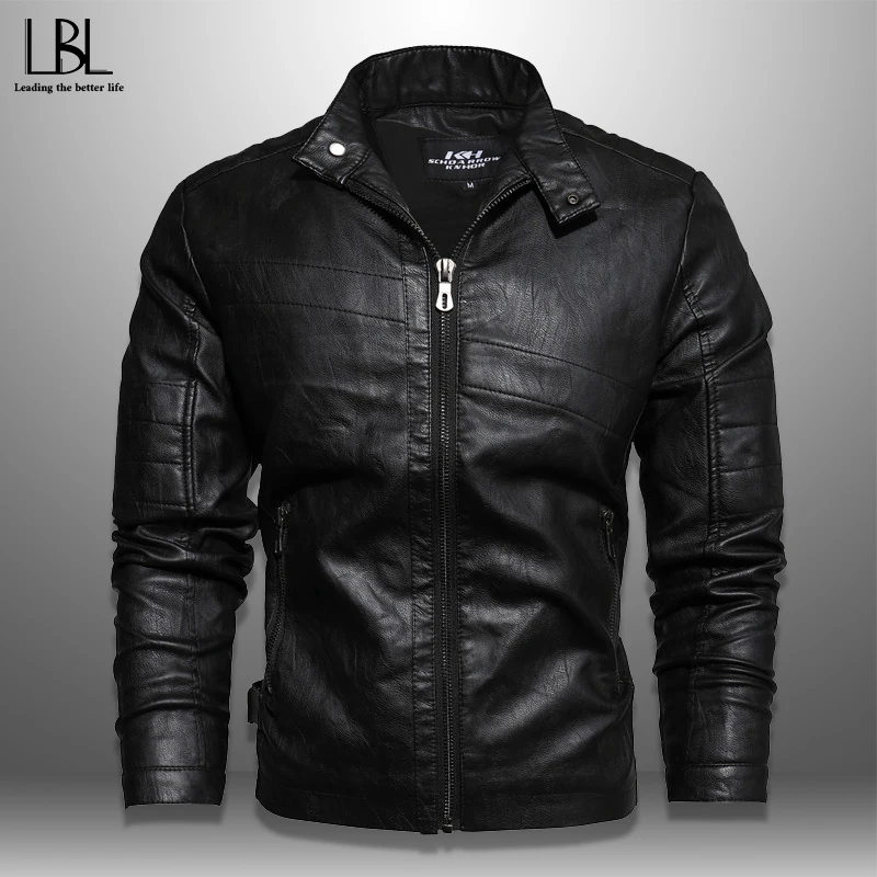 

Fleece Leather Jacket Men 2019 Autumn Winter Thick Warm Cargo Jackets PU Leather Slim Fit Black Coat Casual Outwear New Jaqueta