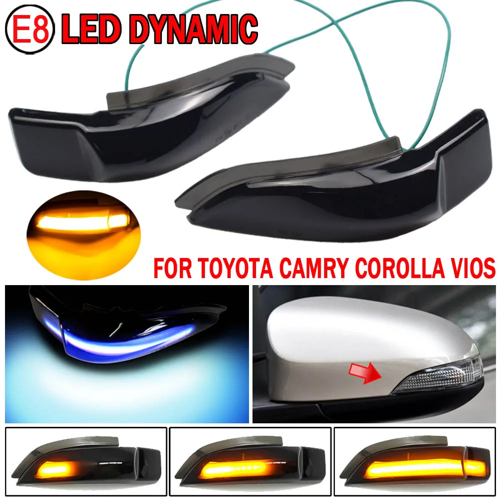 2pcs LED Dynamic Turn Signal Light Side Mirror Sequential Indicator Blinker Lamp For Toyota Corolla E170 s 2014-2017 | Автомобили и