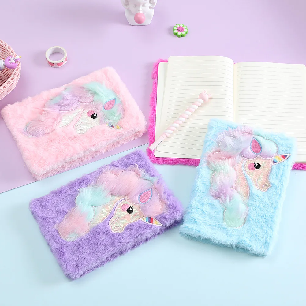 

A5 Plush Unicorn Planner Diary Notebook Kawaii Journal Agenda Line Organizer Plush Notepad Girls School Handbook Card Holder