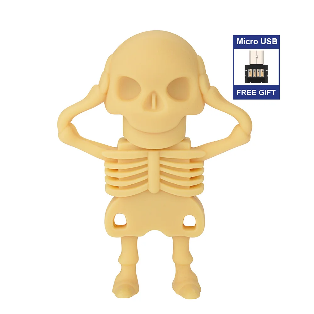 Бесплатный Micro USB адаптер карта памяти USB флэш-накопитель Хэллоуин череп ручка привод 64 ГБ 32 ГБ Кле usb-накопитель 16 ГБ 8 ГБ 128 ГБ