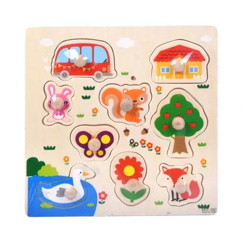 Детские пазлы, настольная игрушка, Мультяшные животные, автомобиль, деревянные головоломки, доска для малышей, забавная Дошкольная развивающая игрушка - Цвет: Farmland Animal