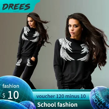 

2 Piece Set Women Outfit Casual Tracksuit Hodded Joggers Set Home Pants Cheap Winter Clothes Pullover Letter Matching Sets Mujer