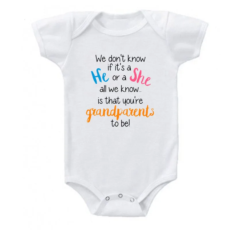 Милый детский комбинезон с надписью «You're Grande pardets To Be», боди для новорожденных с короткими рукавами, комбинезон для маленьких мальчиков и девочек, хлопковая одежда для малышей, комбинезоны, одежда
