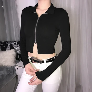 

chaqueta mujer Jacket Women Zipper Crop Top veste femme Autumn coats and jackets women casaco feminino