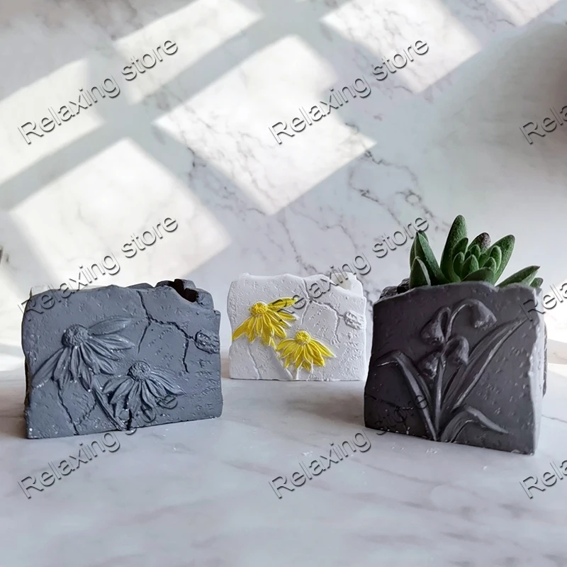 Креативные силиконовые формы для глины бетонного горшка круглая квадратная