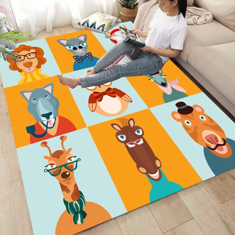 

Cartoon Animals/Lion/Cow/Giraffe Carpets Soft Flannel 3D Printed Rugs Mat Rugs Anti-slip Large Rug Carpet Home Decoration