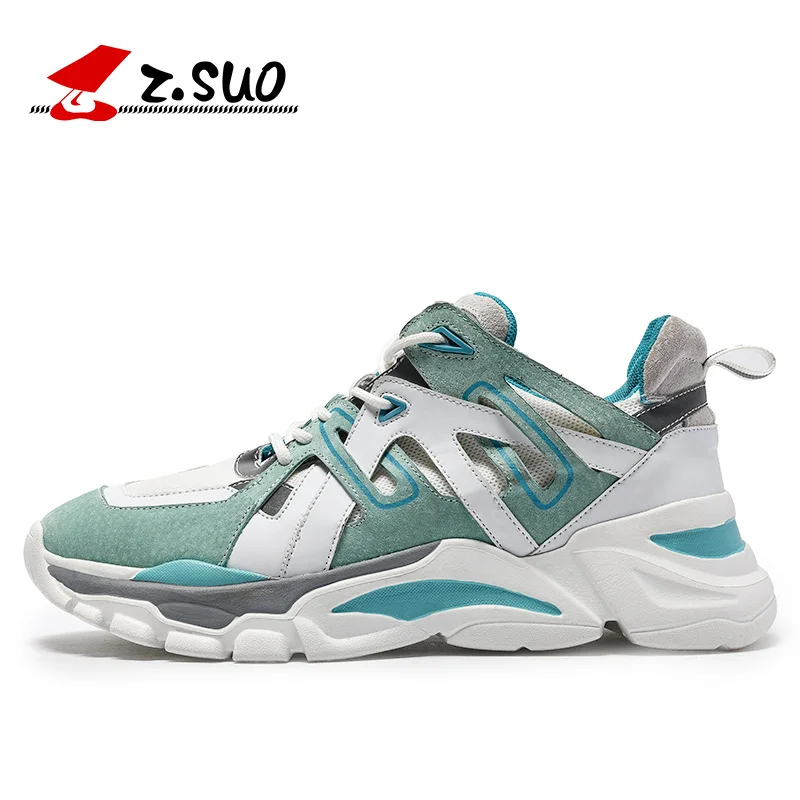 

ZSUO Men Green Skateboarding Shoes Height Increasing Outsole Breathable Mesh Upper Sneakers For Male Trail Trainers ZS2285CF-2