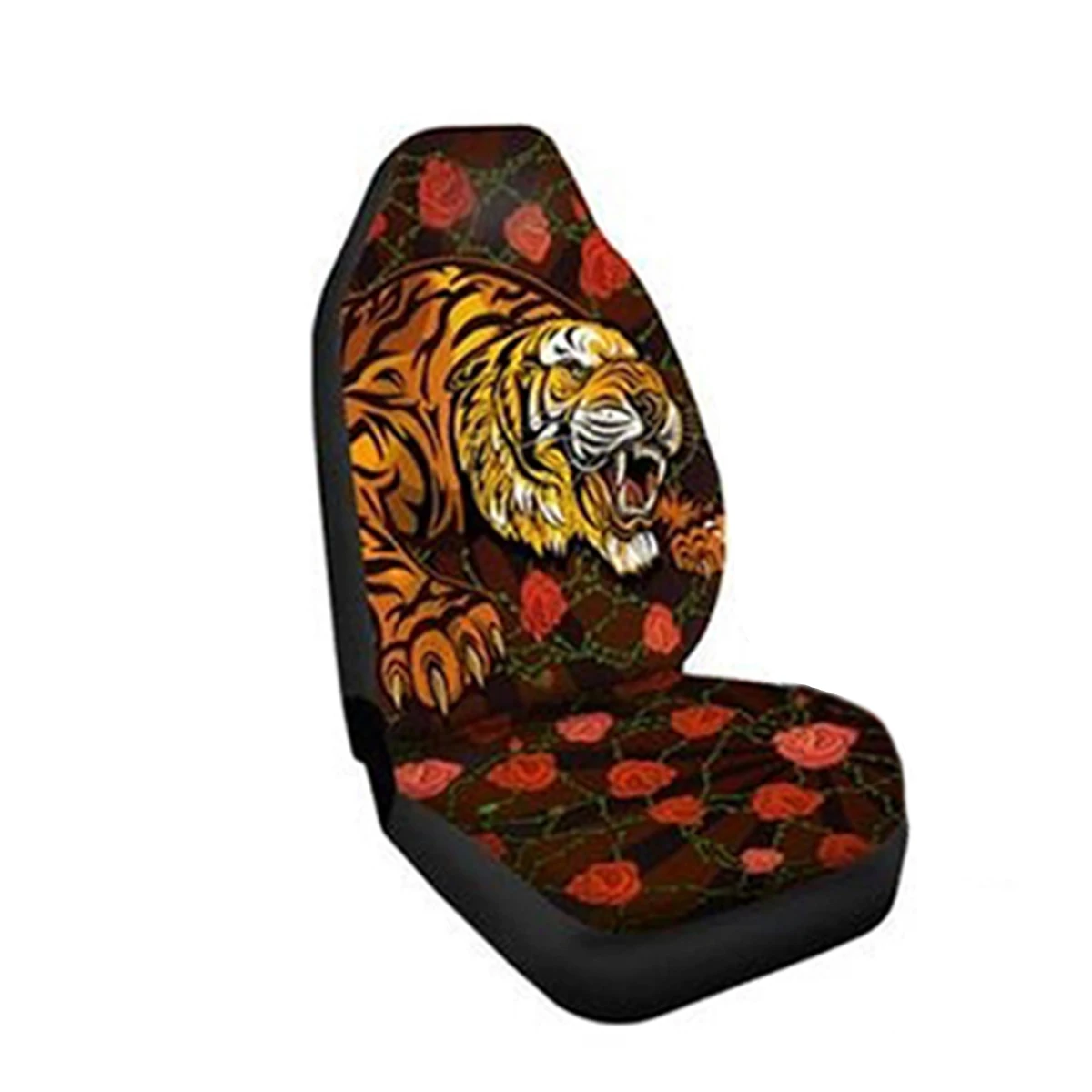 1pcs Tiger Чехол на переднее автомобильное сиденье с 3D-принтом в виде животных, с принтом павлина, универсальная защитная подушка на сиденье автомобиля, полный Чехол для большинства автомобилей для внедорожников - Название цвета: 1pcs Tiger