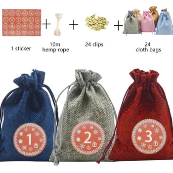

2020 Christmas Advent Calendar 24 Days Hanging Candy Bags with Numbers Stickers 67JB