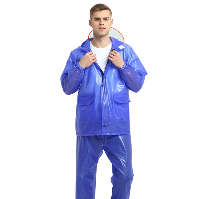

Men Waterproof Cycling Running Raincoat Hooded 2 Piece Rain Suit Ripstop Rainwear