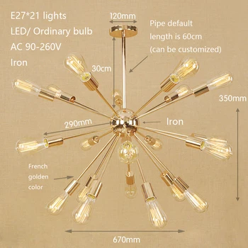 

Retro iron spider pendant light Loft industrial satellite lamp modern LED E27 with 9/15/21 lights for living room restaurant