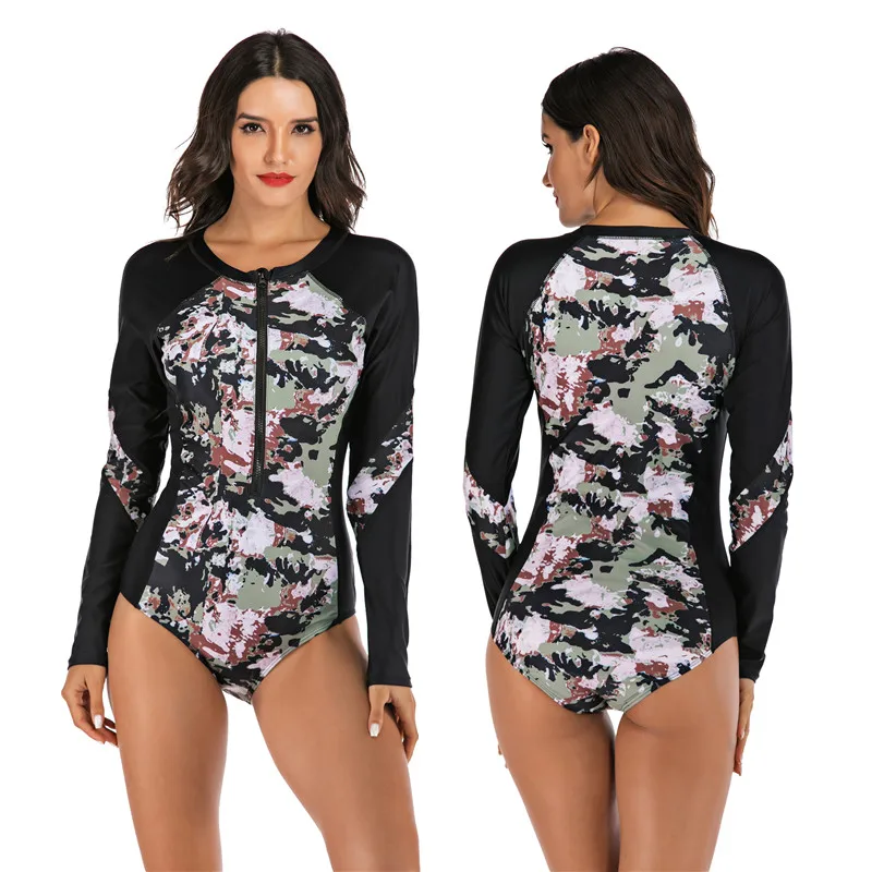 

One Piece Long Sleeve Swimsuit Surfing Rushguard Women Swimwear Surf Clothes Female Surfing Diving Suit Swimming Rush Guard7730