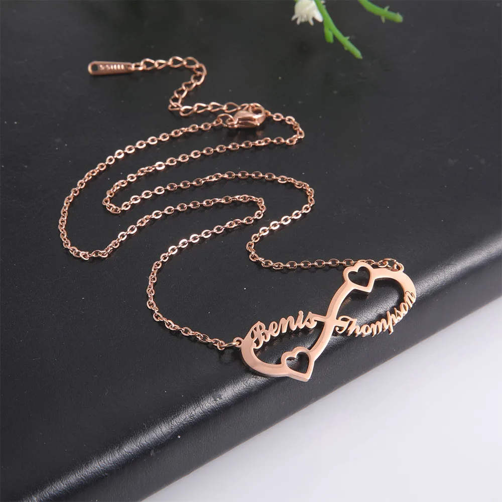 Lemegeton Benutzerdefinierte Namenskette, personalisierte arabische Herz-Schmetterlings-Unendlichkeits-Halsketten für Frauen, Edelstahl-Schmuck, Geschenke – Detail 10