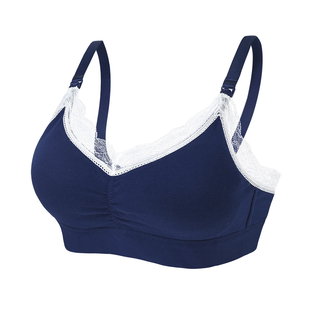 Lace Navy SLAIXIU Бюстгальтер для кормления из хлопка, Сексуальные Открытые бюстгальтеры с пряжками для сна, беспроводной бюстгальтер для кормления грудью, Одежда для беременных женщин, кормящих мам - Цвет: Lace Navy