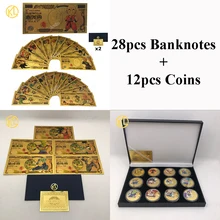 DBZ-monedas chapadas en oro con 12 Uds., Set de billetes de Anime, Son Goku, bebita, Piccolo, Torankusu, 28 Uds.