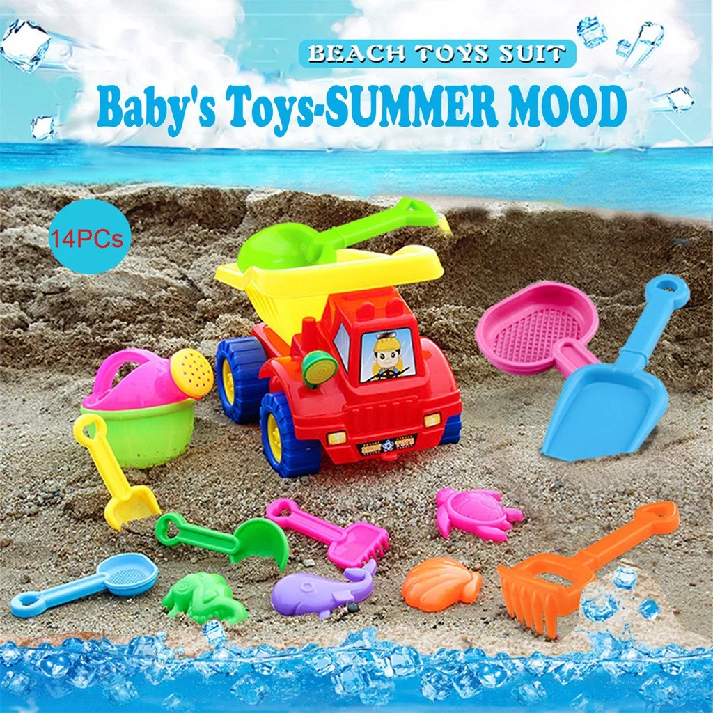 Beach Toys Deluxe Playset for Kids - 14 pieces Large Dump Truck Sand Shovel Set Bath Play Water | Игрушки и хобби