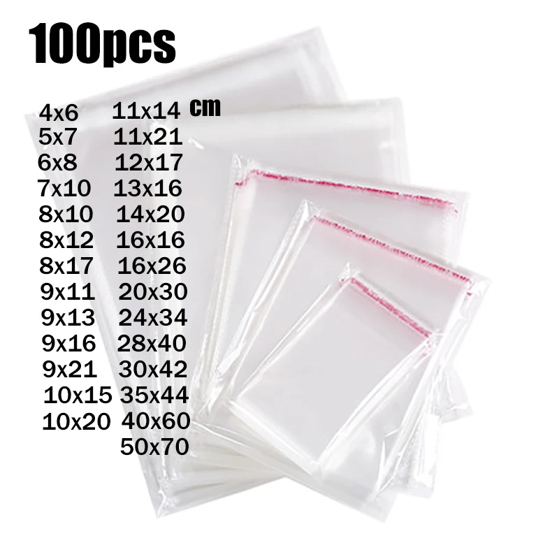 Wholesale Various Sizes Resealable Self Adhesive Clear Cellophane Cello Bags 
