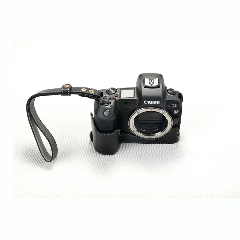 A-black Подходит для Canon EOS R micro Одиночная pu кожаная сумка для камеры Защитная крышка 20-105 мм eosr Защитная Половина крышка основание открытие - Цвет: A-black