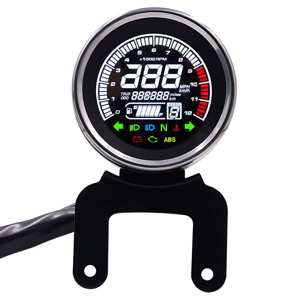 

Motorcycle Temp Odometer LED Light Sealing Tachometer Digital LCD Display Multifunction Practical Speedometer Replacement