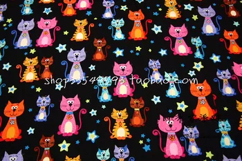 

50*110cm 100% Cotton Star Cat Print Fabric Patchwork Needlework DIY Handmade Cloth Sewing Material Quilting Bedding Curtain