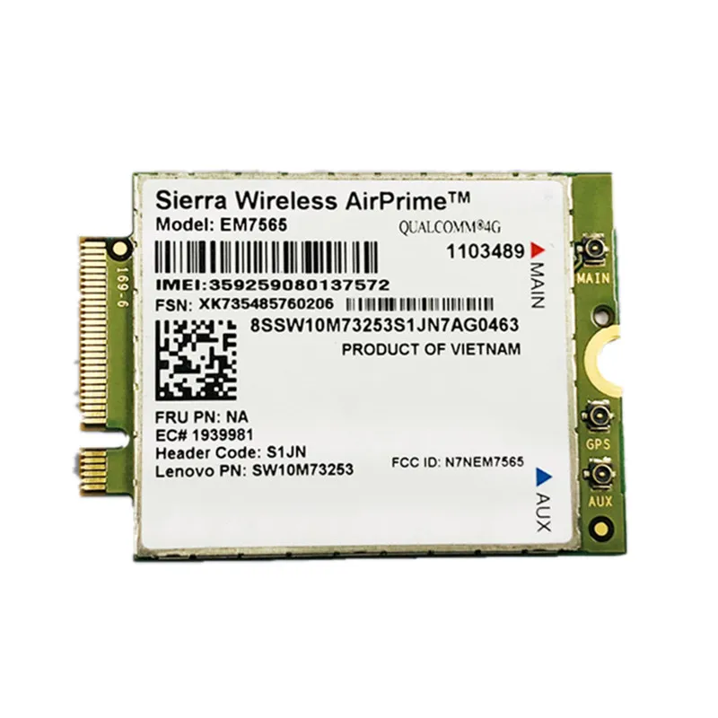 

EM7565 M.2 FDD/TDD 4G-5G module LTE-U/ LTE-LAA cat 12 Bands Snapdragon X16 MDM9250 For ThinkPad X1C 6th Gen