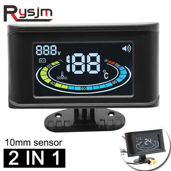 

HD 2 in 1 12V 24V Digital Auto Car Water Temperature Gauge Thermometer + Car Battery Voltmeter Voltage Meter Tester Monitor 10mm