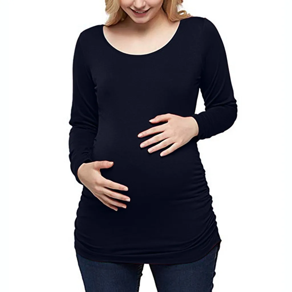 Женская блузка для материнства, для беременных, с оборками сбоку, блузка для беременных, одежда для грудного вскармливания, Осенние блузки для кормящих