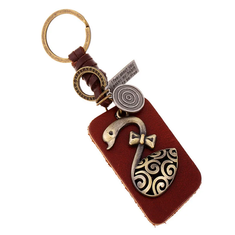 

Entirely Handmade Weaving Leather Rope Car Key Ring Men And Women Couples yao chi quan lian Creative Car Genuine Leather Pendant
