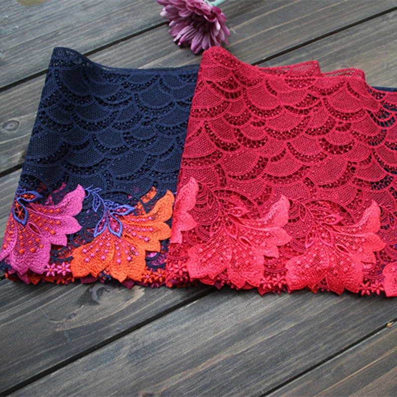 

6Meters Embroidery Lace Trims Dark Red Water Soluble Sofa Cushion Ribbon DIY Sewing Clothes Supplies Decoration 20.5cm Width