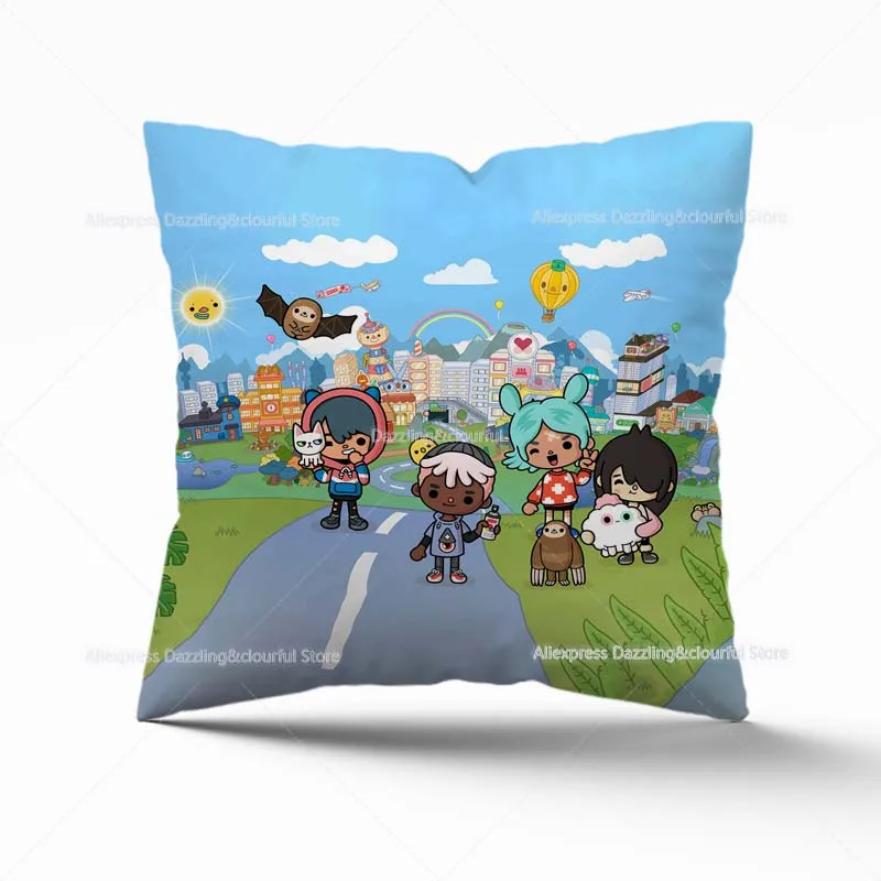 Cute Cartoon Toca Life World Pillow Case Home Car Throw Pillow Cover Square Zipper Cushion Covers Decoration 45*45cm No Pillow teenage mutant ninja turtles toys Action & Toy Figures