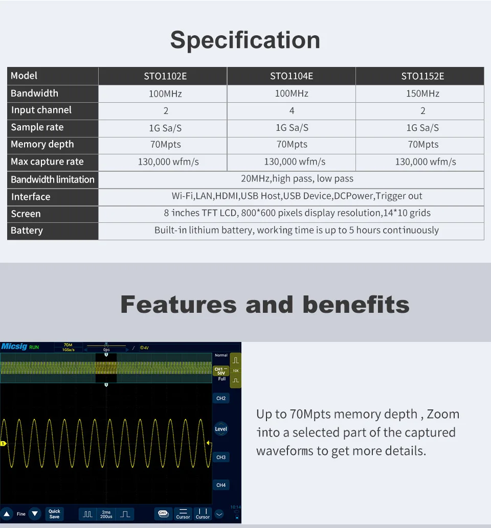 Original Micsig Digital Smart Oscilloscope 150MHz handheld oscilloscope