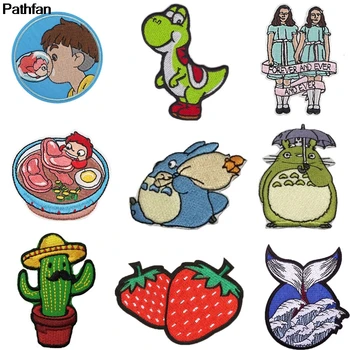 

20pcs/lot A3239 Patchfan Cartoon Monster Wave and Cat Patch Embroidered Applique Iron Patch DIY Sew On Clothes Badge Sticker