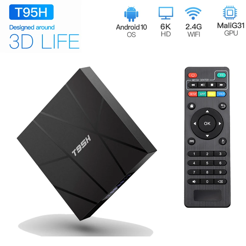 Приставка Смарт ТВ T95H Android 10 0 Allwinner H616 4 + 64 ГБ 4K 6K Wi Fi 2 ГГц|ТВ-приставки и