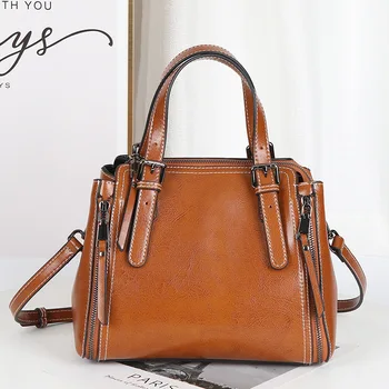 

Mini Bag 2020 New Women's Leather Bags Fashion Gorgeous Retro Laptop Wild Cowhide Leather Single-Shoulder Bag
